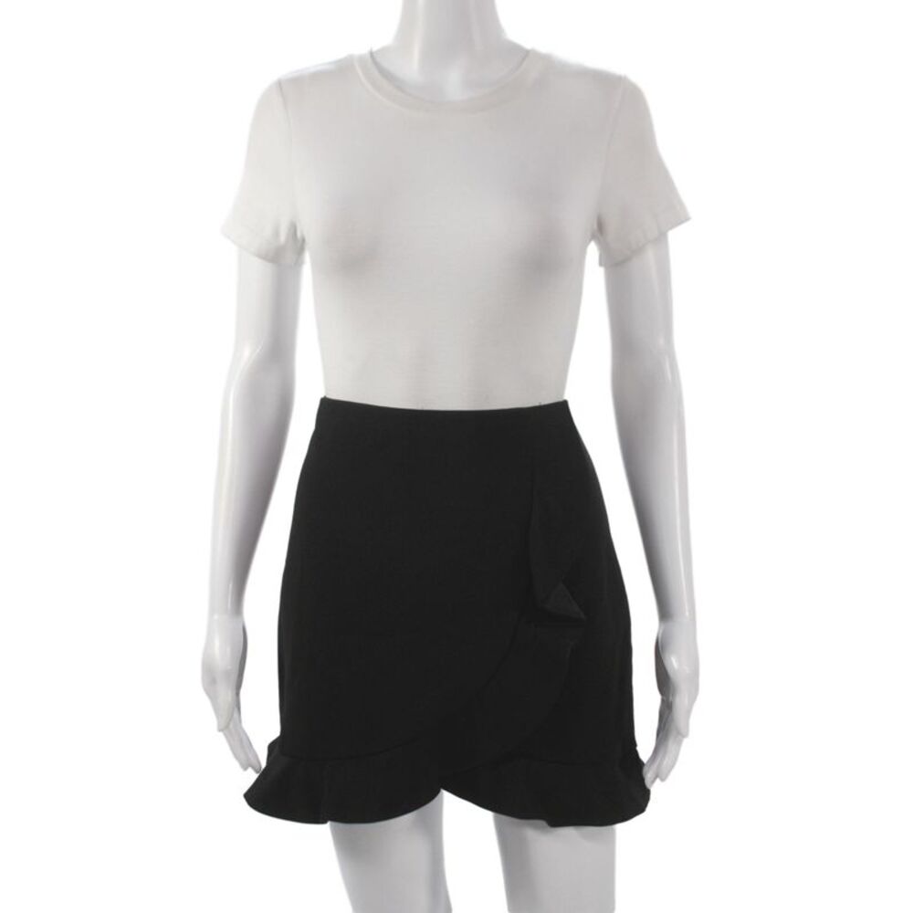 Alice + Olivia Womens Wrap Mini Skirt Black Size 4
